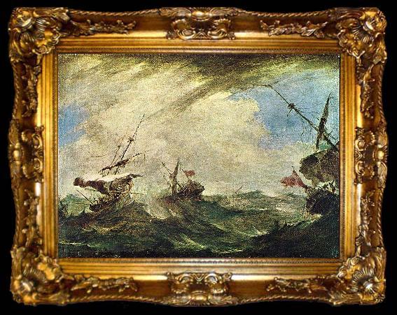 framed  Francesco Guardi Schiffe im Meeresgewitter, ta009-2